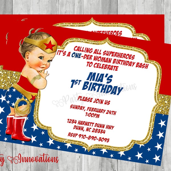 Printable One-der Woman First Birthday Invitation