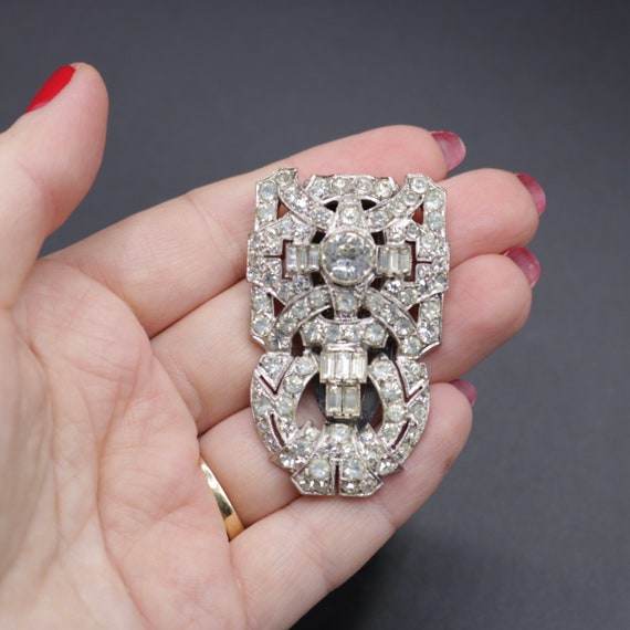 Vintage 1930s 1940s art deco sparkling rhinestone… - image 2