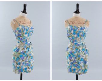 Vintage original 1950s 50s Alix of Miami floral rose print swimsuit swim dress UK 6 US 2 XXS xs
