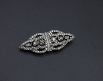 Vintage 1930s 1940s art deco sterling silver sparkling rhinestone duette convertible dress clips n brooch 33.28g