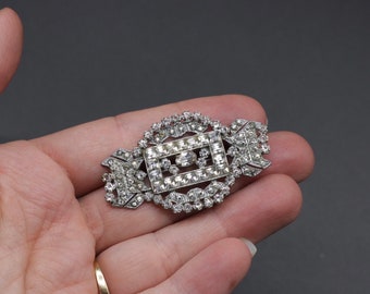 Vintage 1930s 1940s art deco sparkling rhinestone brooch Czech Bohemian