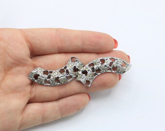 Vintage antique c 1930s art deco Bohemian Czech Czechoslovakia clear glass rhinestone abstract brooch