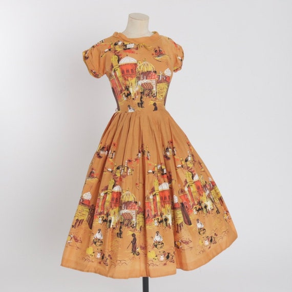 Vintage 1950s original novelty print cotton dress… - image 3