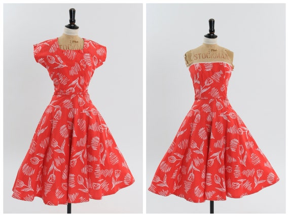 Vintage 1950s original tulip print dress by Horroc