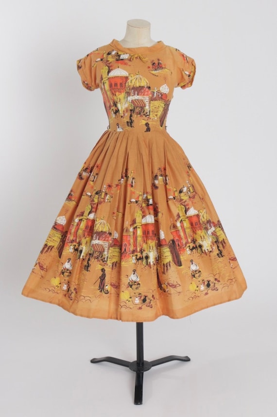 Vintage 1950s original novelty print cotton dress… - image 2