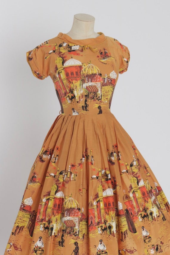 Vintage 1950s original novelty print cotton dress… - image 6