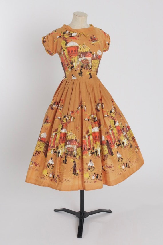 Vintage 1950s original novelty print cotton dress… - image 5