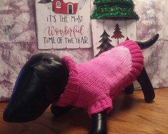 MEDIUM LONG DOG Sweater... Dog Clothes..Dog Birthday Present...Hand Knit Turtleneck Dog Sweater # 574