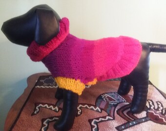 EXTRA SMALL Dog SWEATER Turtleneck, Puppy Clothes, Dog Birthday Present, Hand Knit # 986