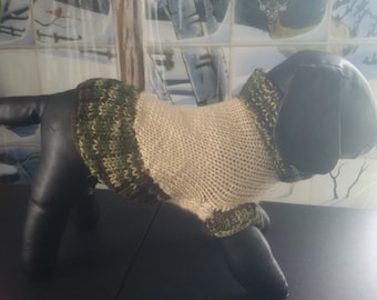 PUPPY SWEATER, Dog Sweaters, Small Dog Clothes, Hand Knit Turtleneck DOG Sweater Small #254