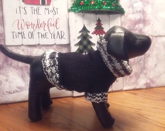 EXTRA SMALL Dog SWEATER Turtleneck, Puppy Clothes, Dog Birthday Present, Hand Knit  #936A