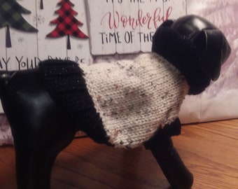 EXTRA SMALL Dog SWEATER Turtleneck, Puppy Clothes, Dog Birthday Present, Hand Knit  # 923