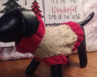 EXTRA SMALL Dog SWEATER Turtleneck, Puppy Clothes, Dog Birthday Present, Hand Knit  # 973