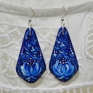 Earrings Hand painted Wooden Painted Earrings Russian folk style. Made to order.