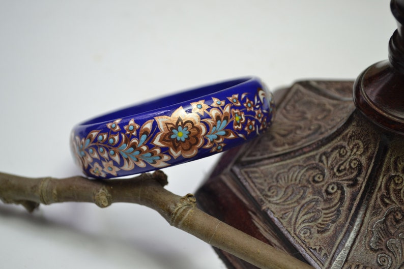 Hand painted Bracelet Wooden Bracelet Russian folk style Wooden Bangle .Made to Order.
