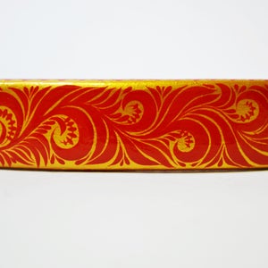 Hair Barrette Hand painted Wooden Hair Clip Russian style Khokhloma Painting. Made to order.