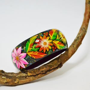 Ukrainian Hand Painted Hair Barrette for Woman Wooden 