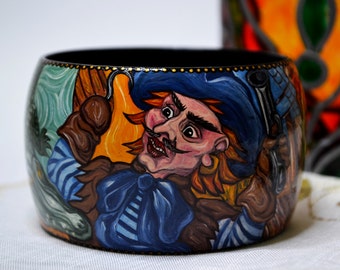Bracelet Hand painted Wood Bangle Hand painted "Peter Pan". Made to order.
