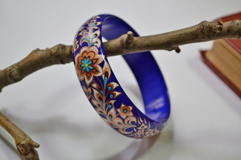 Hand painted Bracelet Wooden Bracelet Russian folk style Wooden Bangle .Made to Order.