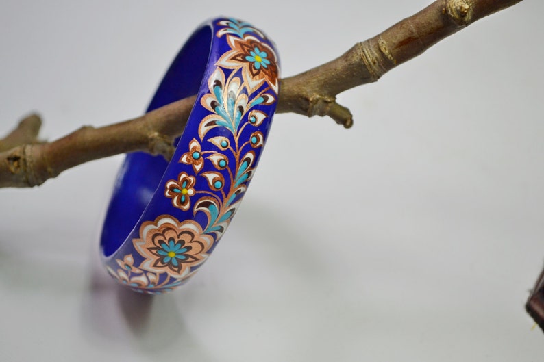 Hand painted Bracelet Wooden Bracelet Russian folk style Wooden Bangle .Made to Order.