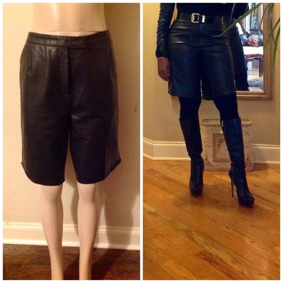 Black leather shorts