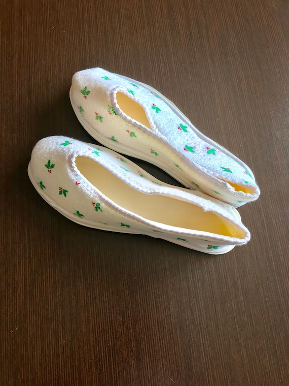 Vintage christmas Slippers, bedshoes houseshoes