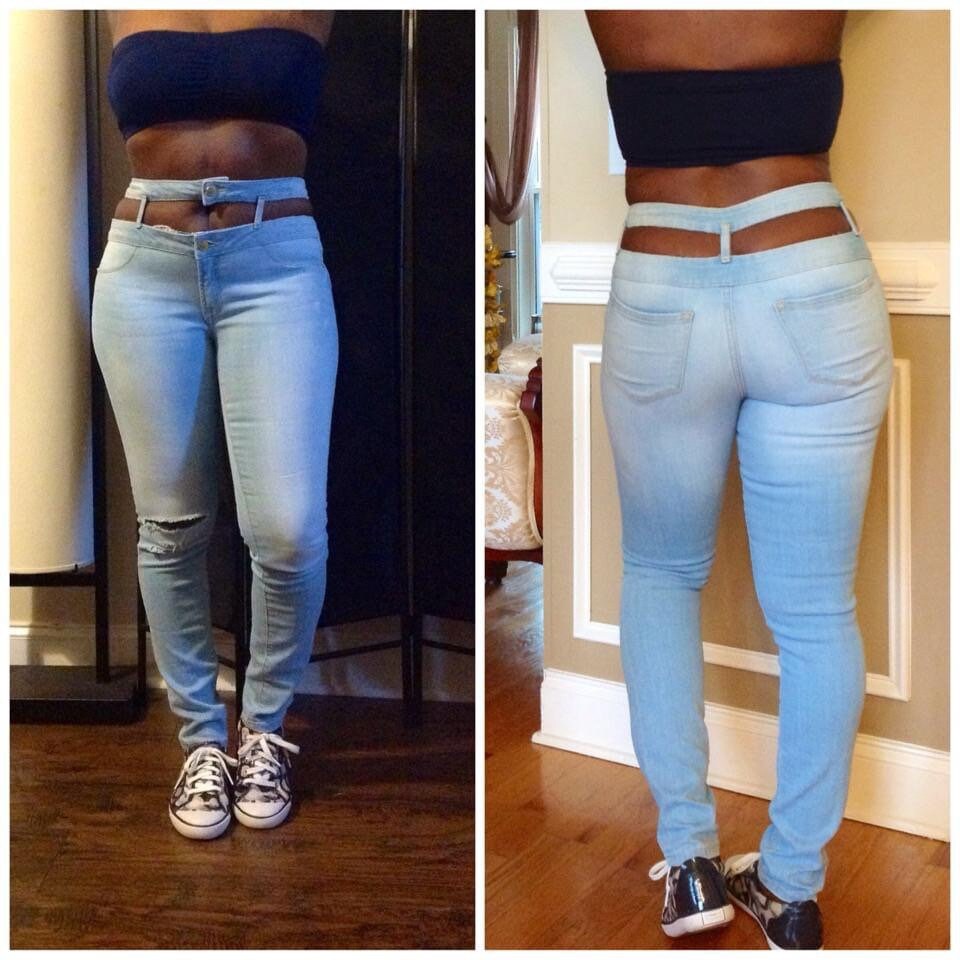 Upcycled handmade Refuge size10 cut out waist jeans Etsy Polska