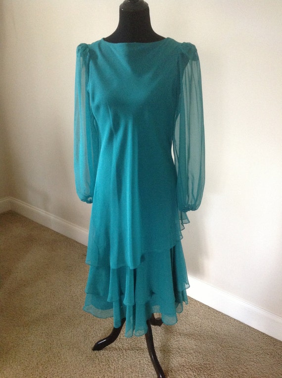 Pretty Chiffon Dress By Gobina  Vintage - image 1