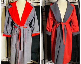 Red and grey versatile coat