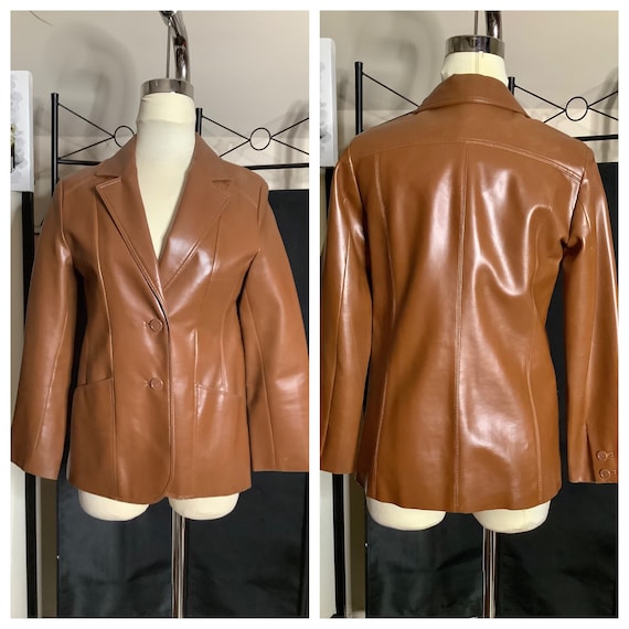 Camel Vegan leather blazer