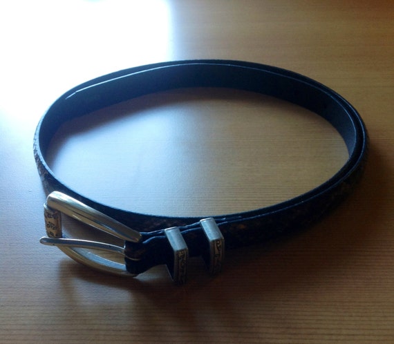 Brighton Aristocat Blue, Grey, and Black Python Embossed Belt Brighton Classics Embossed Leather Reptile Pattern Black  main image 2