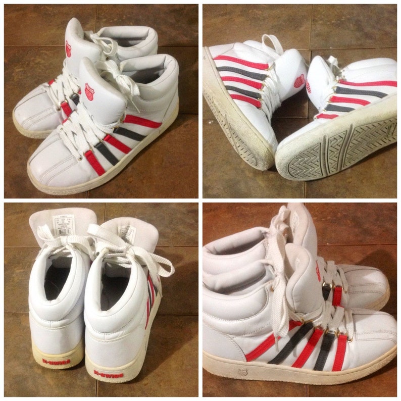 K Swiss High Top leather White And RedSneakers ON SALE Etsy
