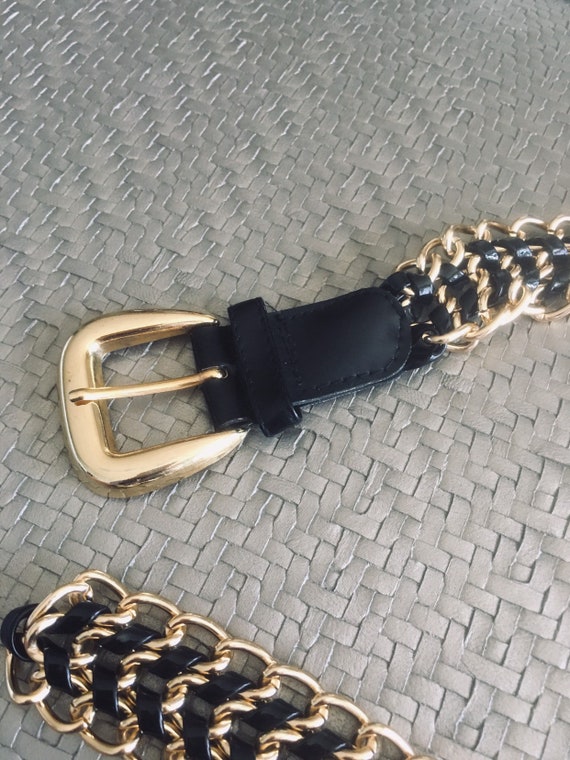 Black & Gold Patent Leather Belt - image 3
