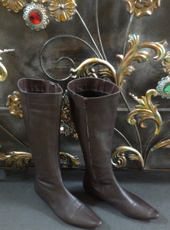 Chocolate Brown Leather Boots