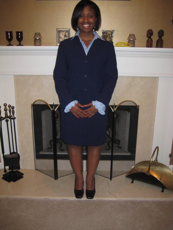 Laura Scott Navy Blue Skirt Suit
