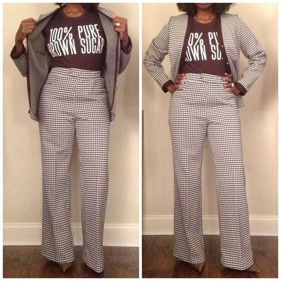 Brown Houndstooth Vintage Suit