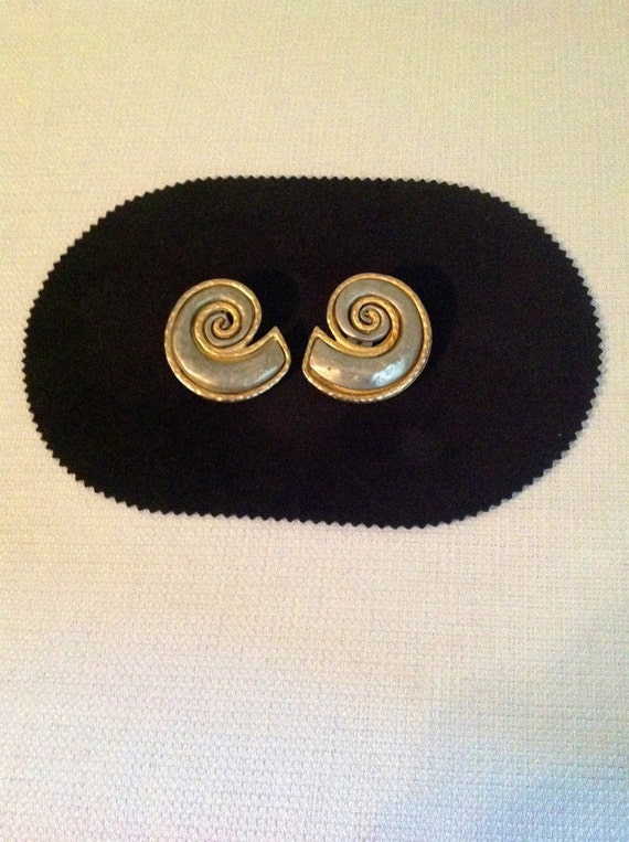 Vintage Gold tone and Pewter Earrings - image 1