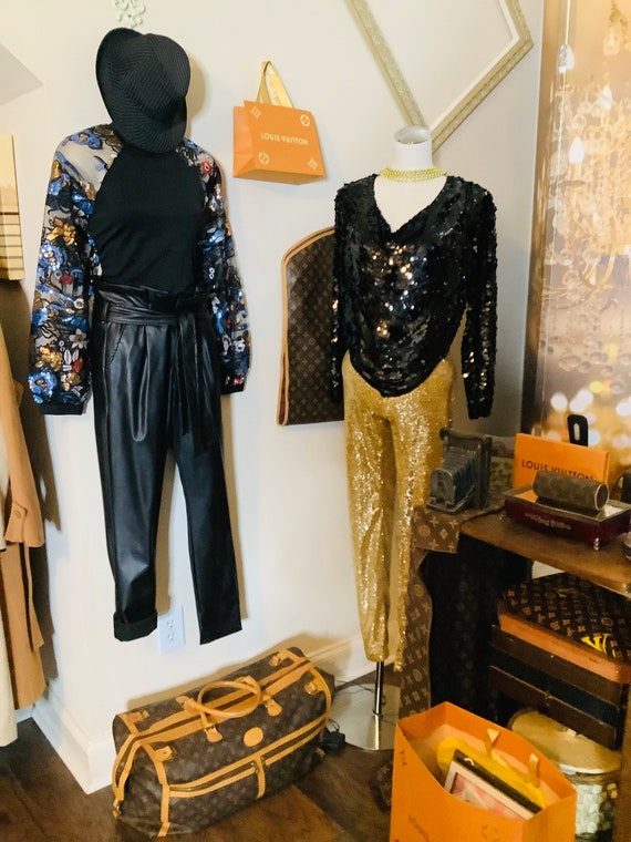 Very Lovely Formal Black Sequin Blouse - image 9