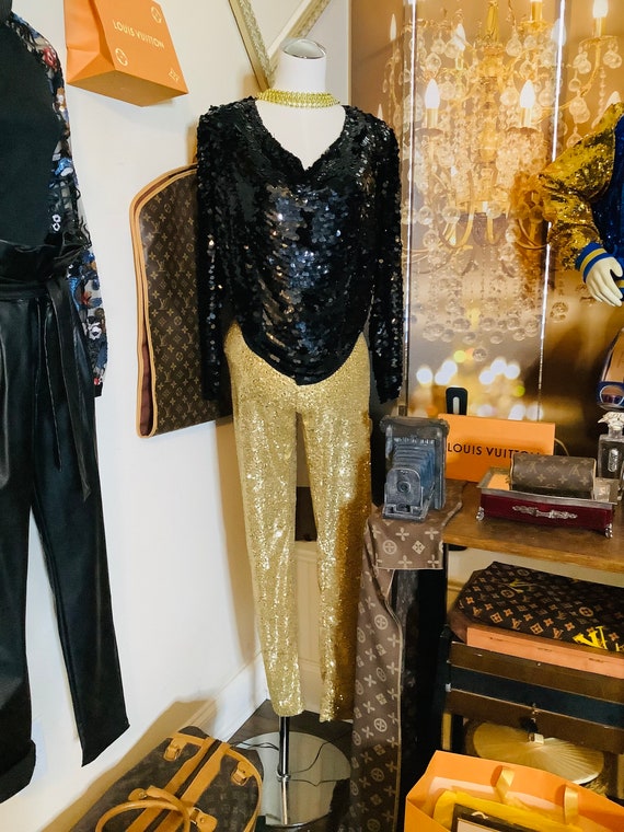 Very Lovely Formal Black Sequin Blouse - image 7