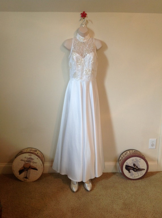 White Wedding Gown With Lace Sequence Top