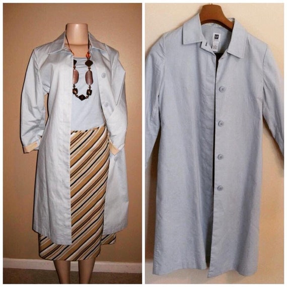 Light Blue Gap Vintage Lite Weather Trench Coat - Etsy