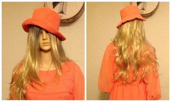 Vintage Pretty in Peach/Orange Dress And Hat - image 5