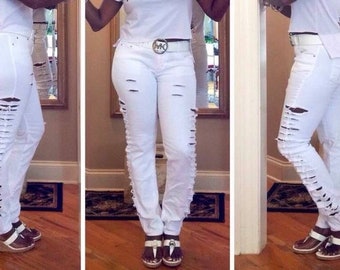 White Ripped Jeans upCycle