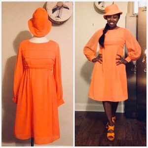 Vintage Pretty in Peach/Orange Dress And Hat image 1