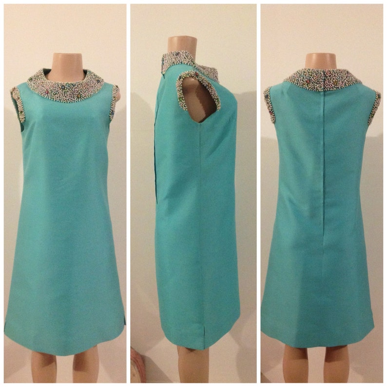 Beautiful Dress Color Tame Teal Sleeveless With Pearls Beaded - Etsy