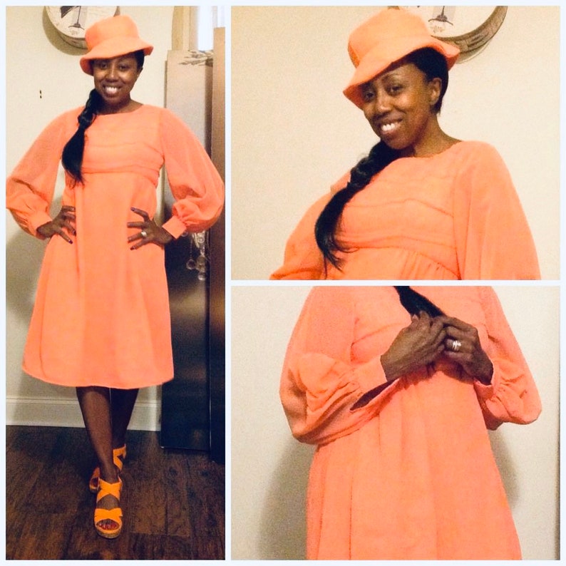 Vintage Pretty in Peach/Orange Dress And Hat image 10