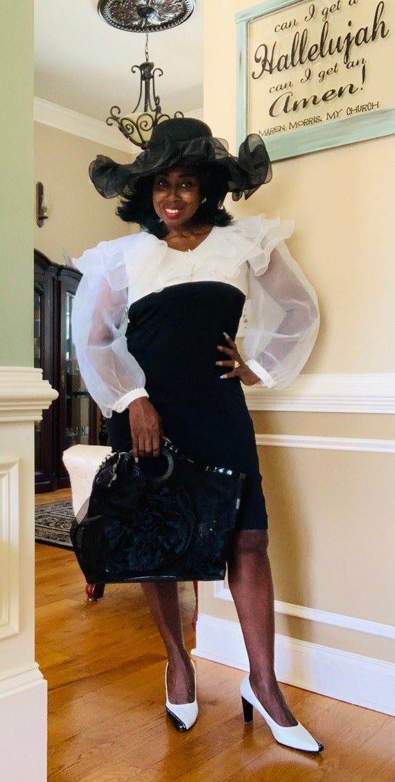 Vintage 80s Black& White Dress