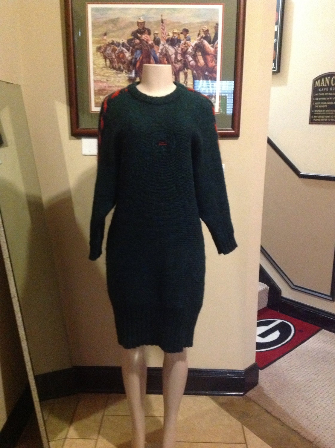Dark Green Sweater Dress for Women - Etsy