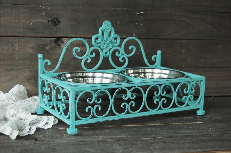 cast iron dog bowl stand