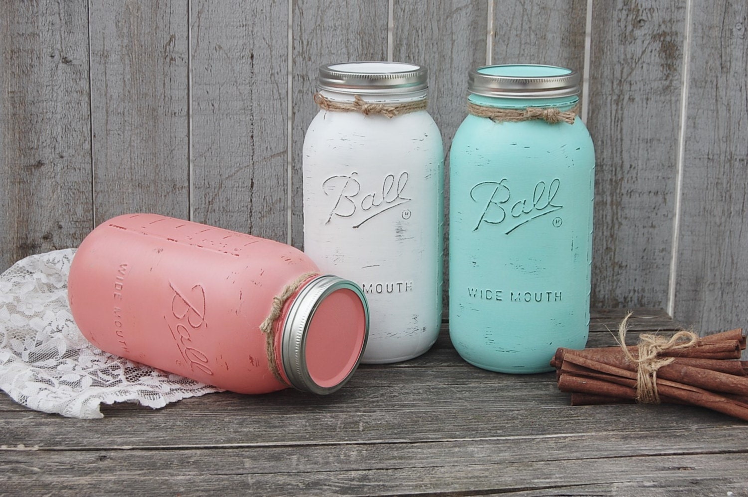 Large Mason Jar Canister Set Kitchen Storage Jars Shabby Etsy